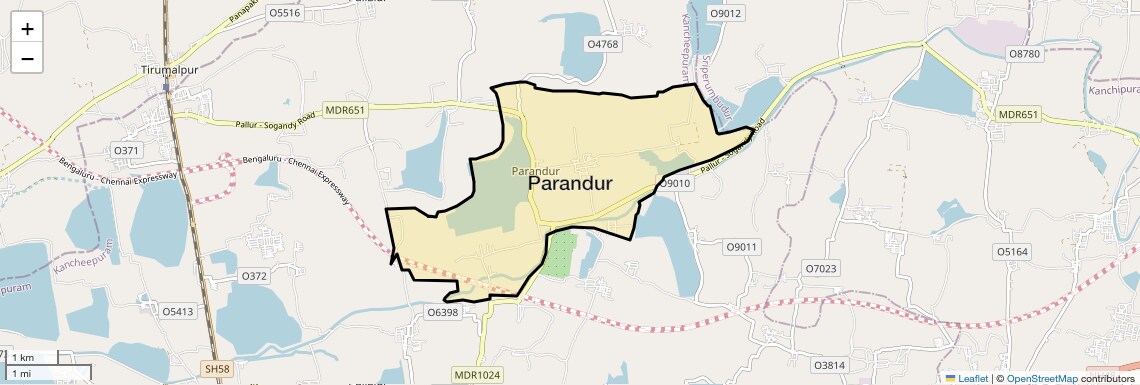 Location Map of Parandur, Chennai