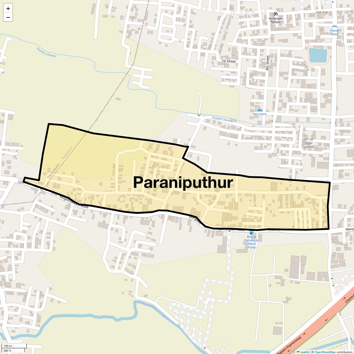 Location Map of Paraniputhur, Chennai