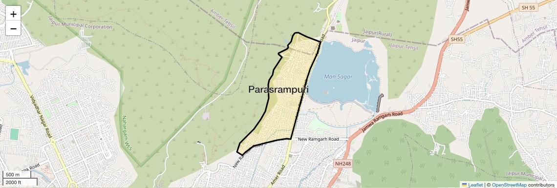 Location Map of Parasrampuri, Jaipur