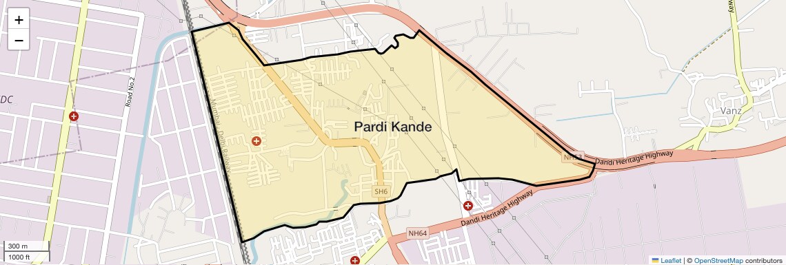 Location Map of Pardi Kande, Surat