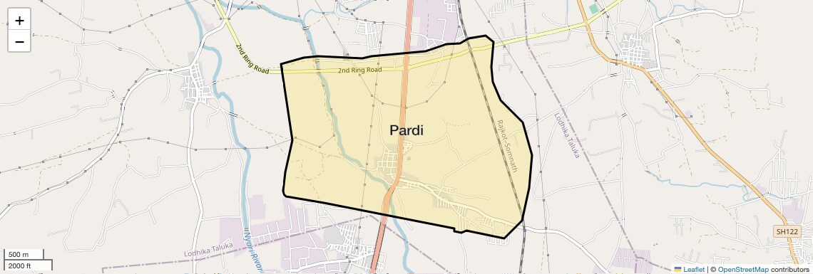 Location Map of Pardi, Rajkot