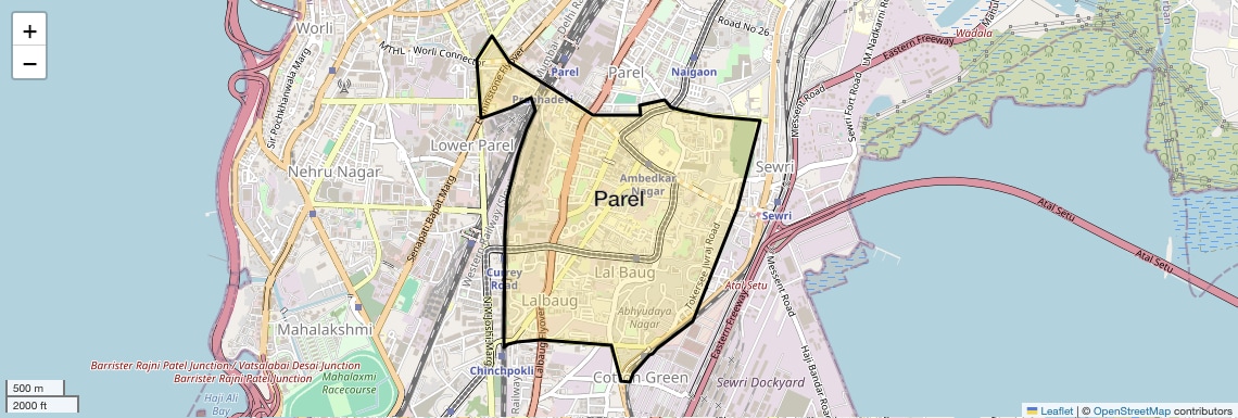 Location Map of Parel, Mumbai