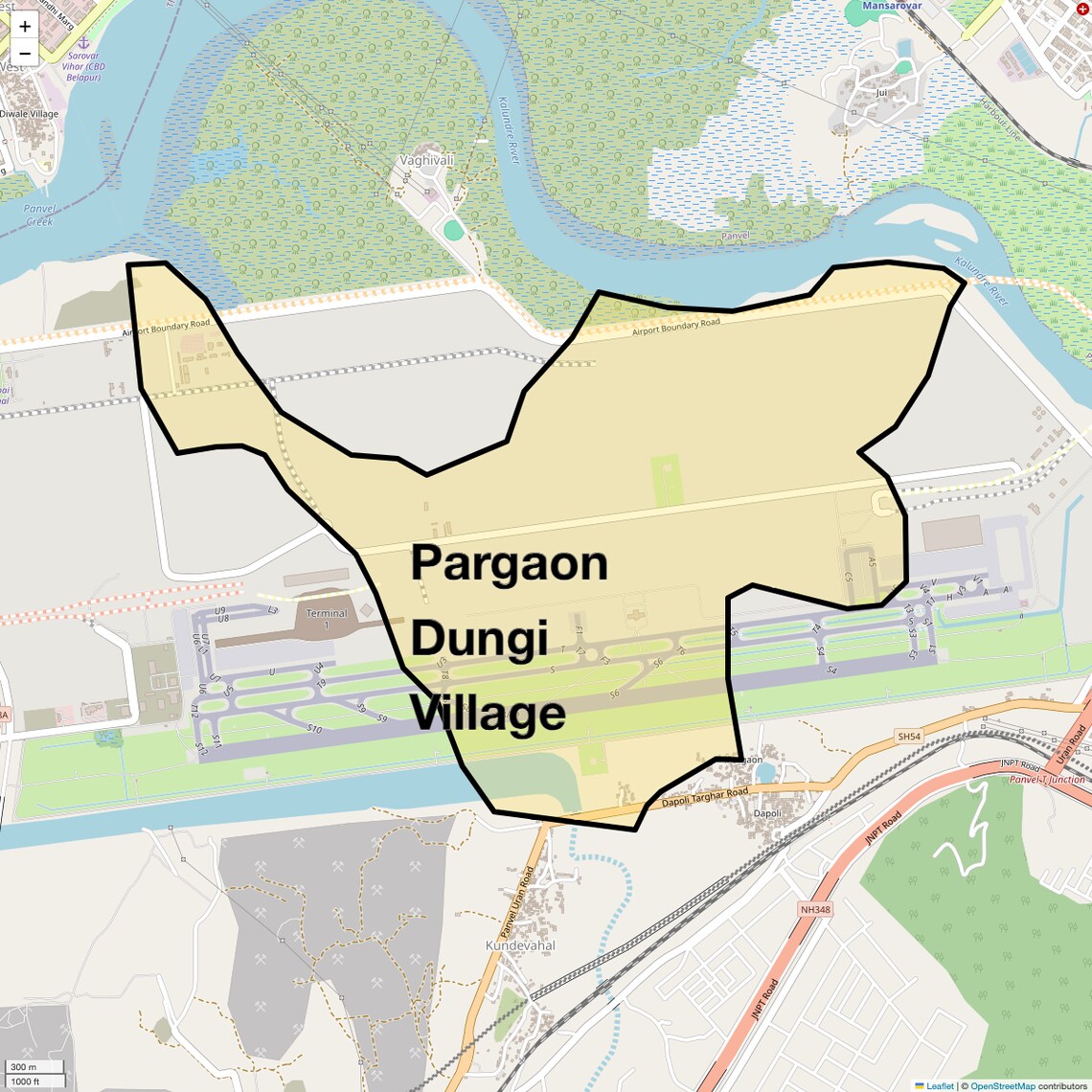 Location Map of Pargaon Dungi Village, Navi Mumbai