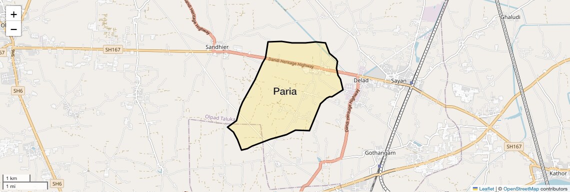 Location Map of Paria, Surat