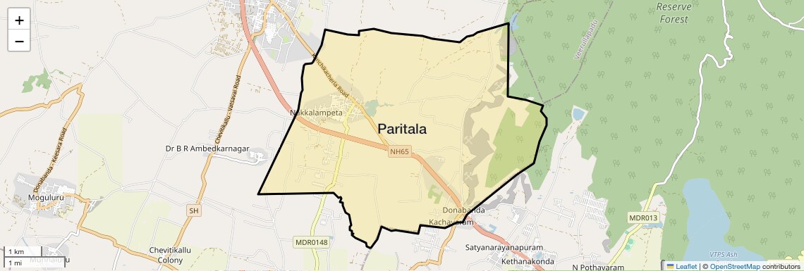 Location Map of Paritala, Vijayawada