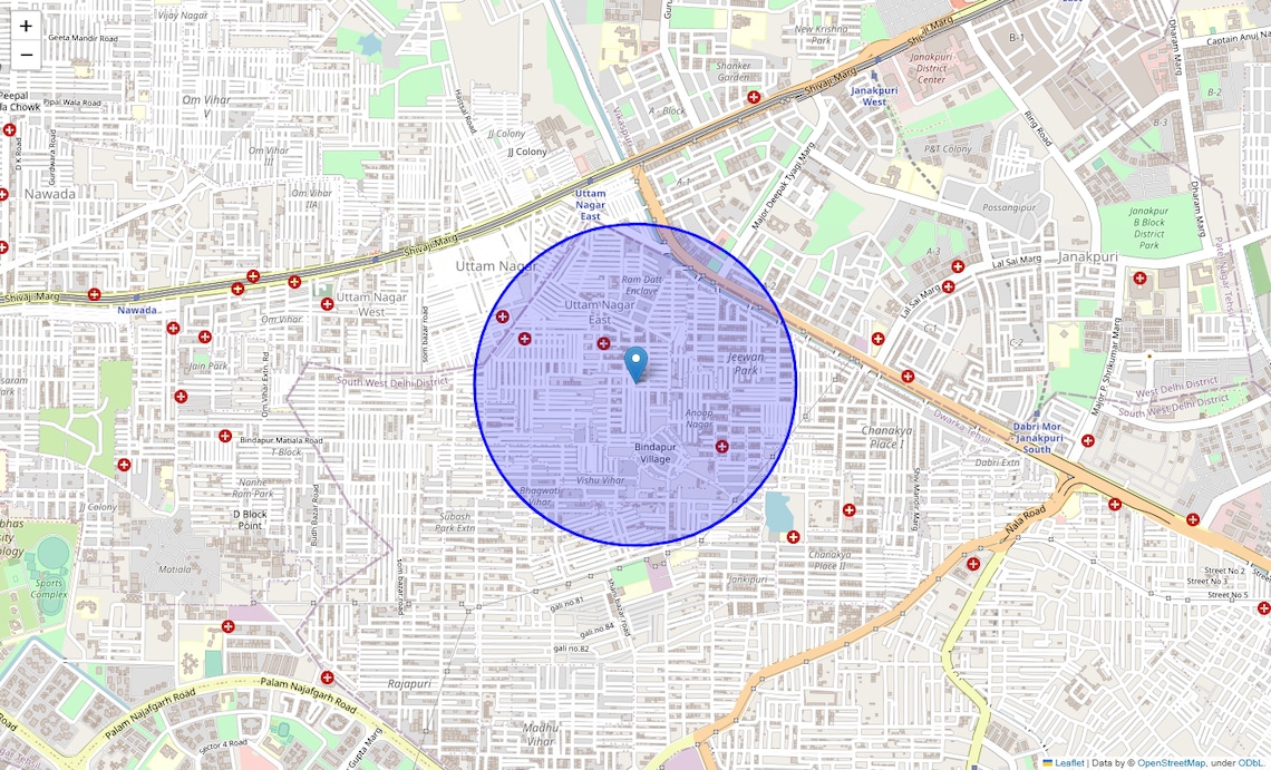 Location Map of Parjapat Colony, Delhi