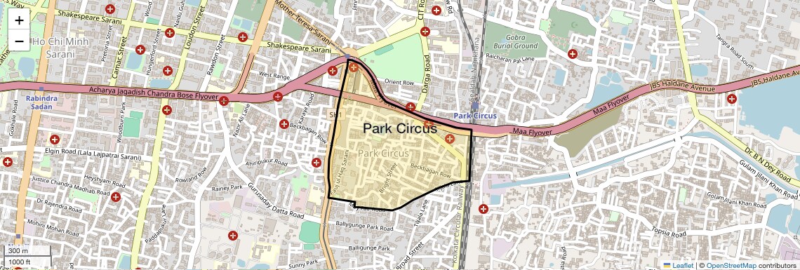 Location Map of Park Circus, Kolkata