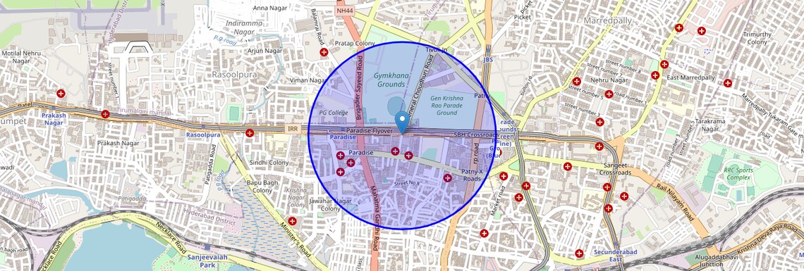Location Map of Park Lane, Hyderabad