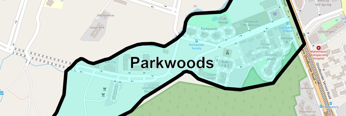 Location Map of Parkwoods, Thane