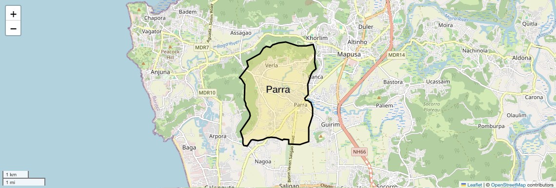 Location Map of Parra, Goa