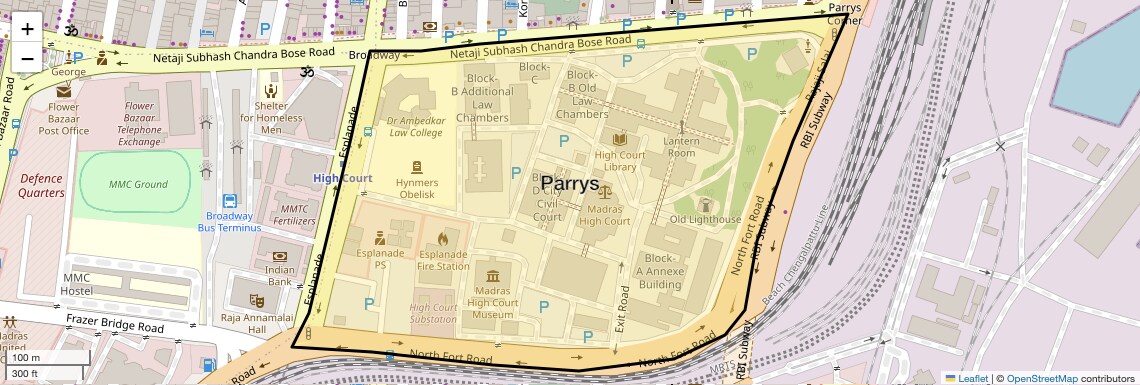 Location Map of Parrys, Chennai