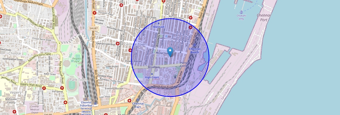 Location Map of Parrys, Chennai