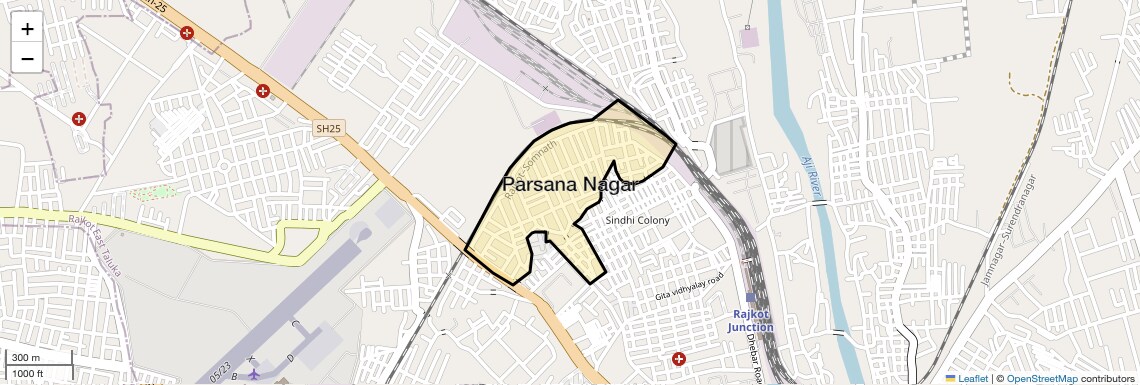Location Map of Parsana Nagar, Rajkot