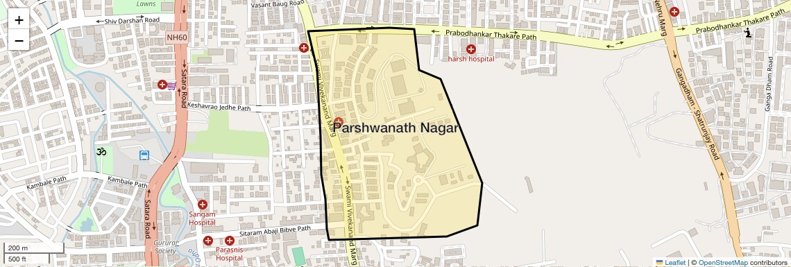Location Map of Parshwanath Nagar, Pune