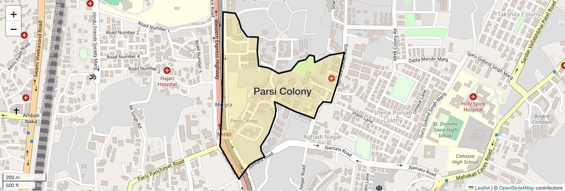 Location Map of Parsi Colony, Mumbai