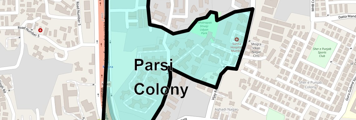 Location Map of Parsi Colony, Mumbai