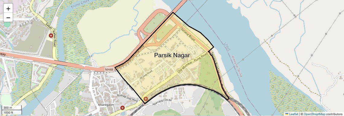 Location Map of Parsik Nagar, Thane