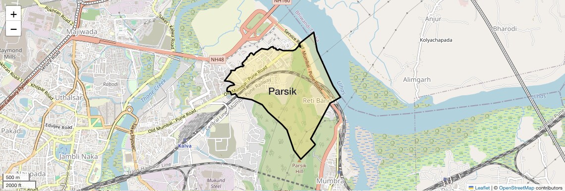 Location Map of Parsik, Thane