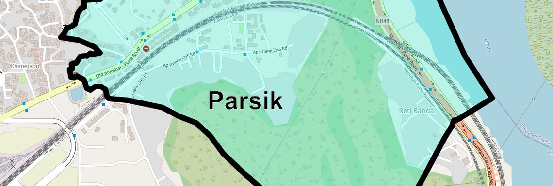 Location Map of Parsik, Thane