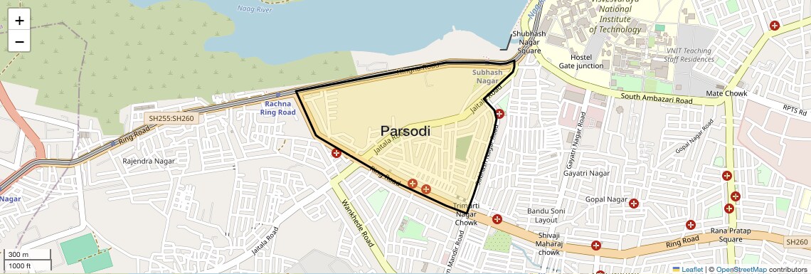 Location Map of Parsodi, Nagpur