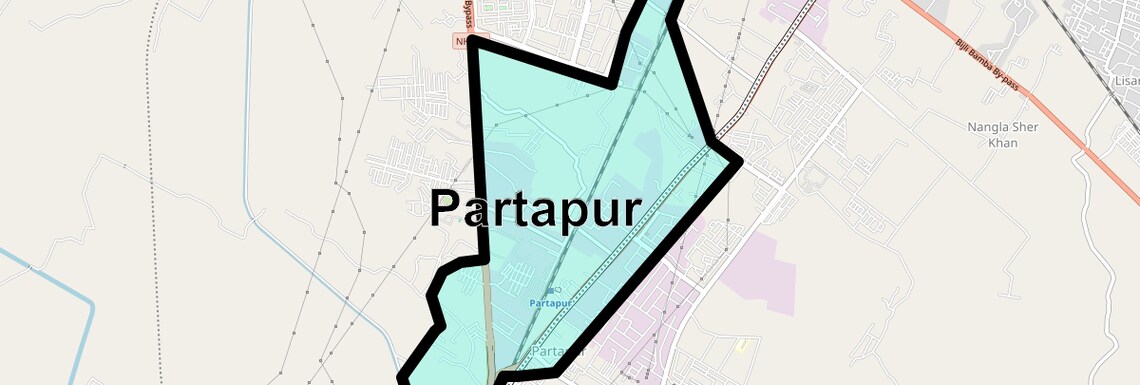 Location Map of Partapur, Meerut
