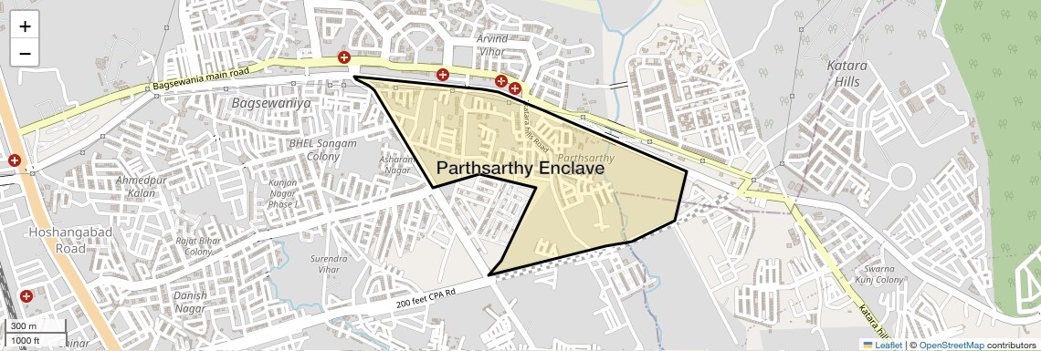 Location Map of Parthsarthy Enclave, Bhopal