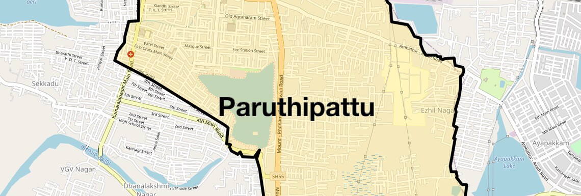 Location Map of Paruthipattu, Chennai