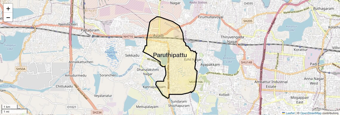 Location Map of Paruthipattu, Chennai