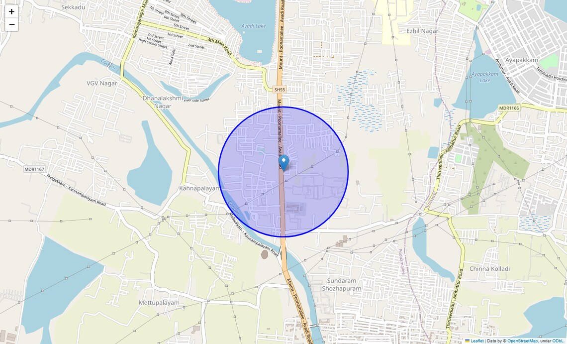 Location Map of Paruthipattu, Chennai