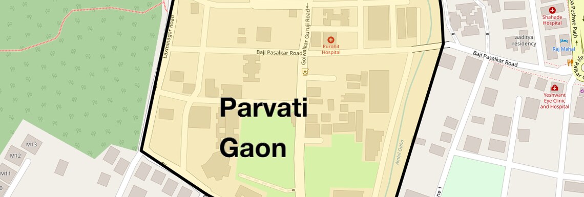Location Map of Parvati Gaon, Pune