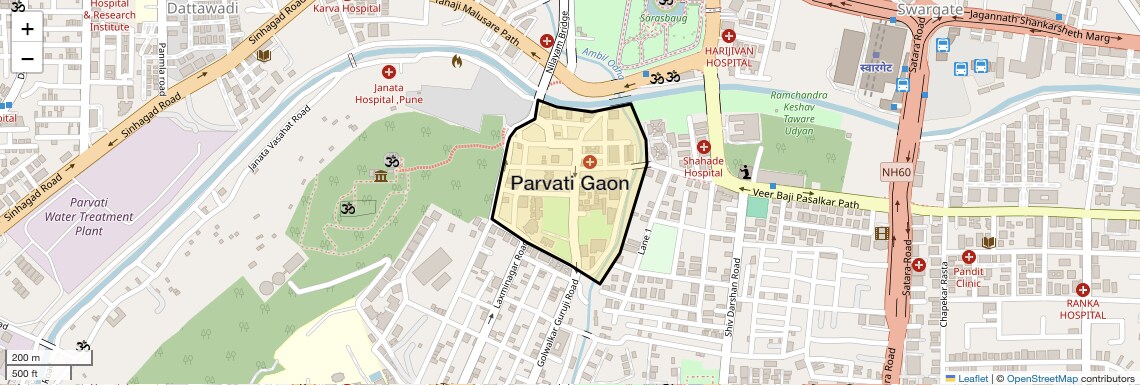 Location Map of Parvati Gaon, Pune