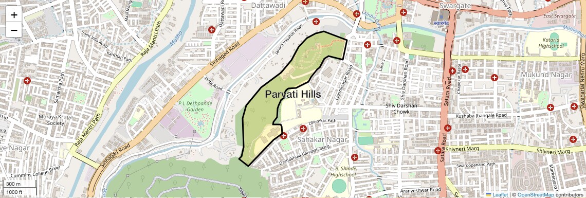 Location Map of Parvati Hills, Pune
