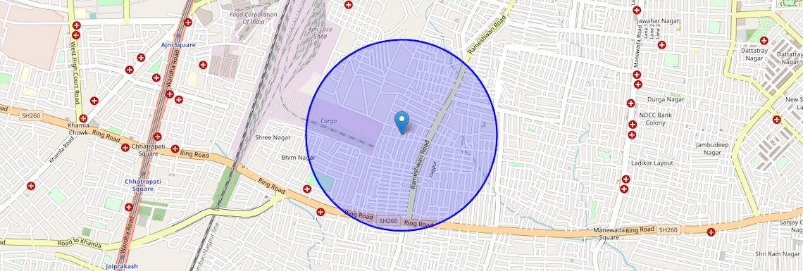 Location Map of Parvati Nagar, Nagpur