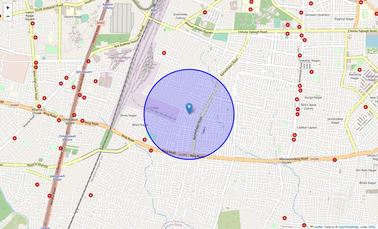 Location Map of Parvati Nagar, Nagpur