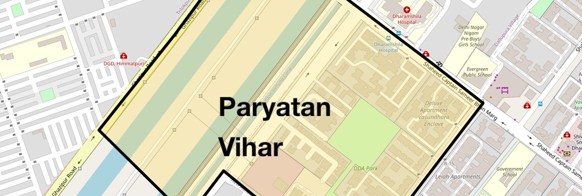 Location Map of Paryatan Vihar, Delhi
