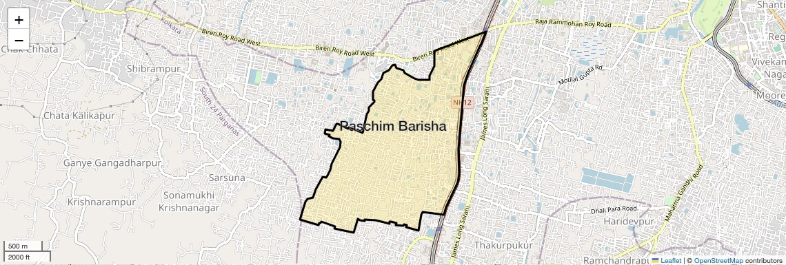 Location Map of Paschim Barisha, Kolkata