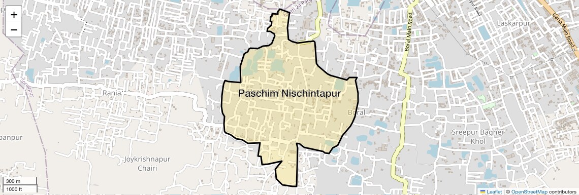 Location Map of Paschim Nischintapur, Kolkata
