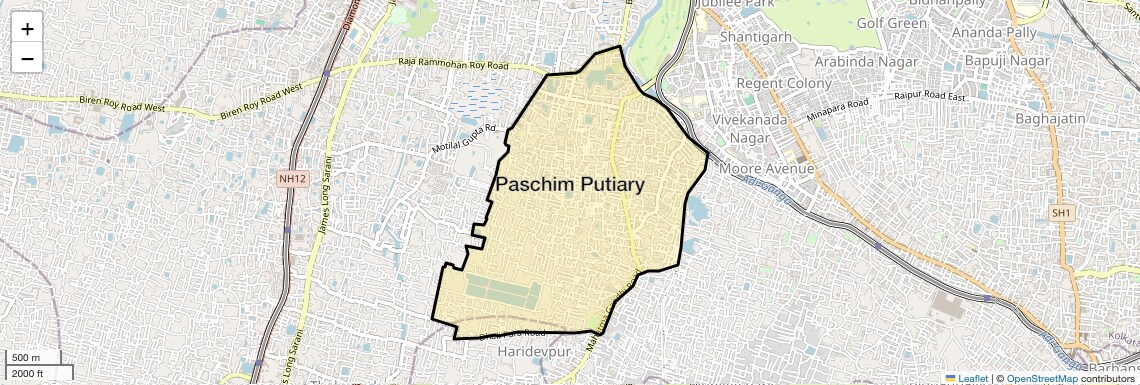 Location Map of Paschim Putiary, Kolkata