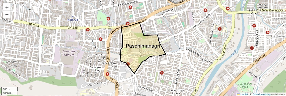 Location Map of Paschimanagri, Pune