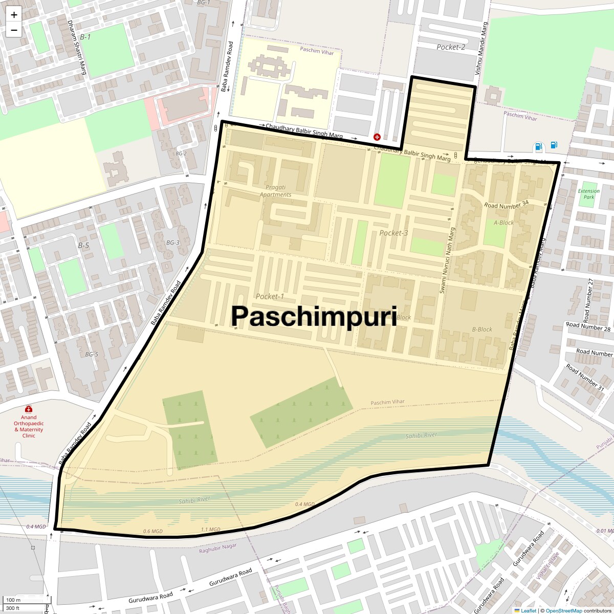 Location Map of Paschimpuri, Delhi