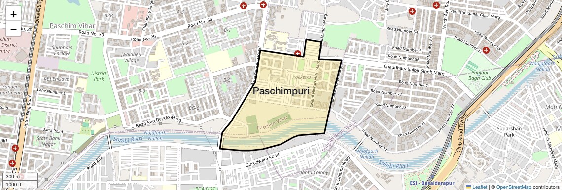 Location Map of Paschimpuri, Delhi