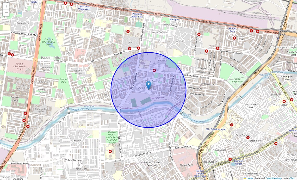 Location Map of Paschimpuri, Delhi