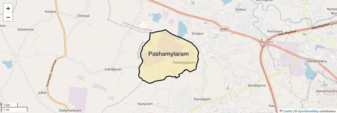 Location Map of Pashamylaram, Hyderabad