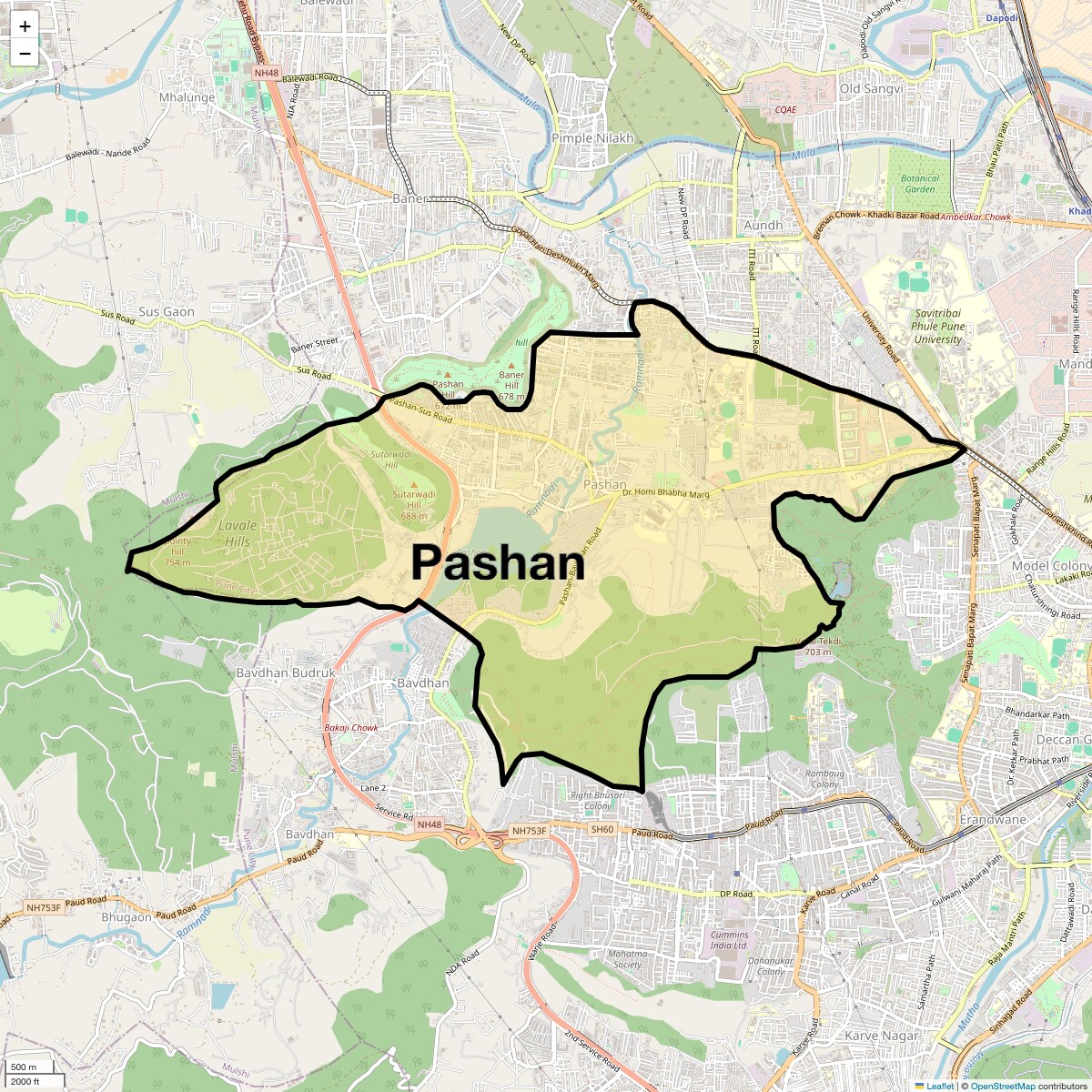 Location Map of Pashan, Pune