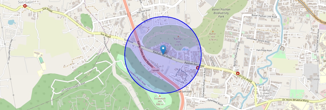 Location Map of Pashan Sus Road, Pune