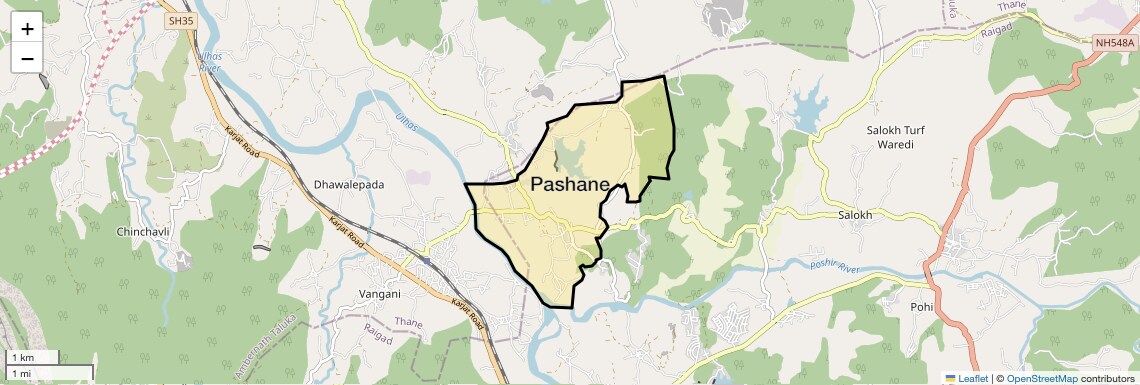 Location Map of Pashane, Navi Mumbai