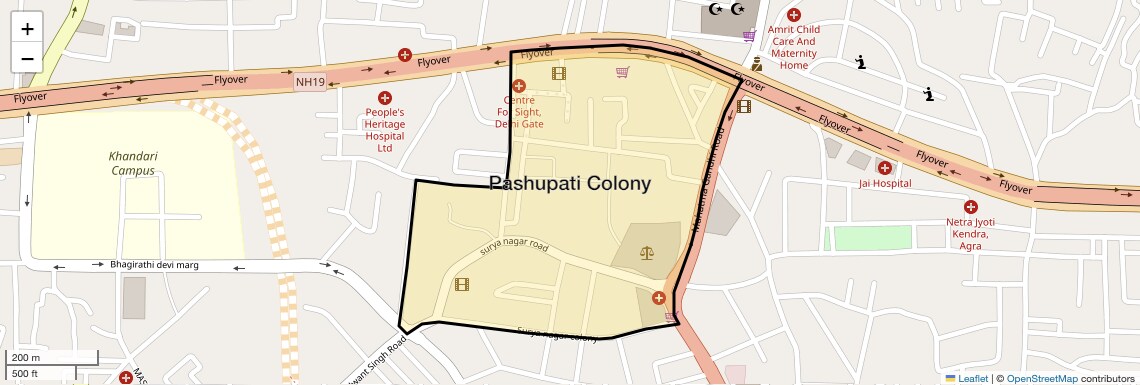 Location Map of Pashupati Colony, Agra