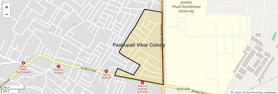 Location Map of Pashupati Vihar Colony, Bareilly