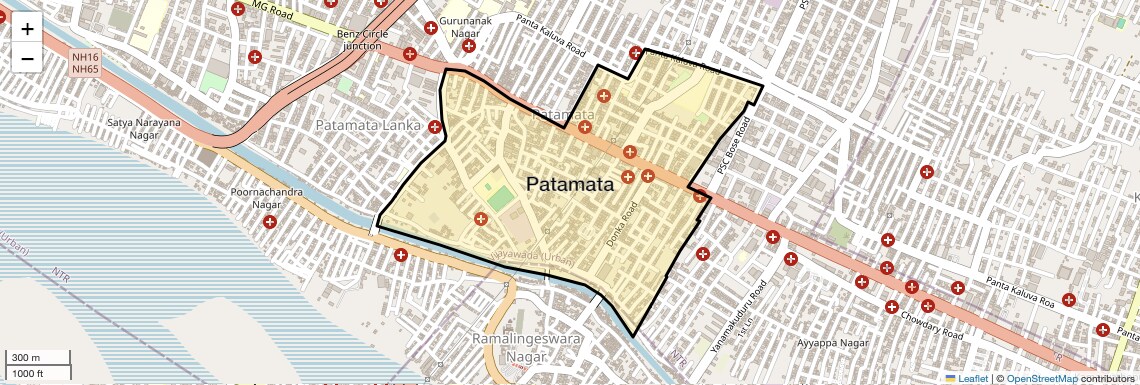 Location Map of Patamata, Vijayawada