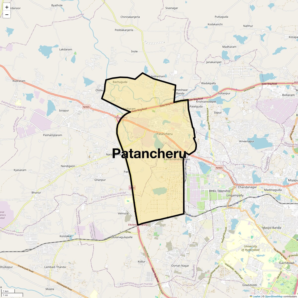 Location Map of Patancheru, Hyderabad